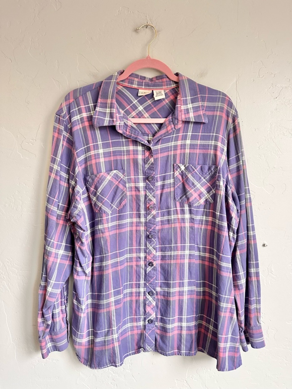 L.L. Bean Women’s Summer Plaid 100% Cotton Button Up Shirt Size XL EUC